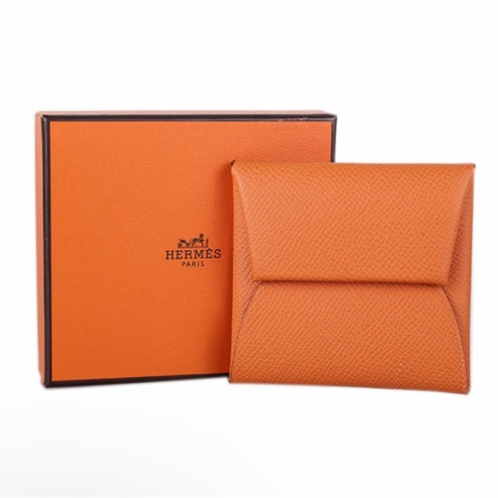 HERMES Orange Leather Wallet,  full inclusion, authenticity card - Picture 13 of 14